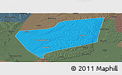 Political Panoramic Map of Wangkui, darken, semi-desaturated