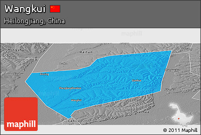 Political Panoramic Map of Wangkui, desaturated