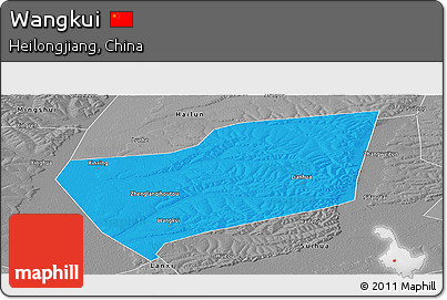 Political Panoramic Map of Wangkui, desaturated