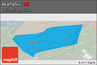 Political Panoramic Map of Wangkui, lighten, semi-desaturated