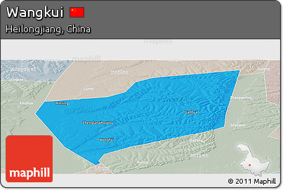 Political Panoramic Map of Wangkui, lighten, semi-desaturated