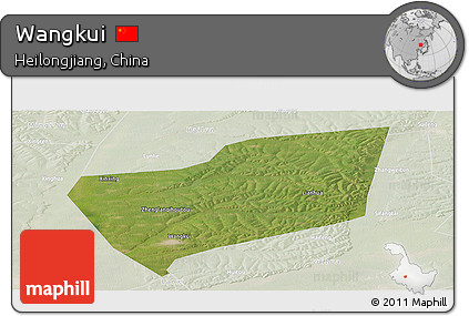 Satellite Panoramic Map of Wangkui, lighten