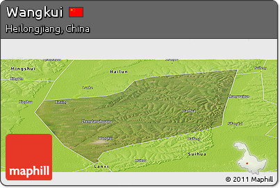 Satellite Panoramic Map of Wangkui, physical outside