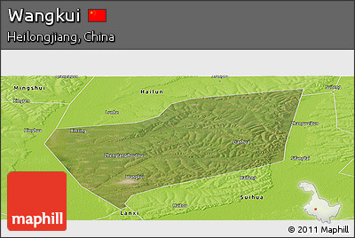 Satellite Panoramic Map of Wangkui, physical outside