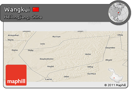 Shaded Relief Panoramic Map of Wangkui