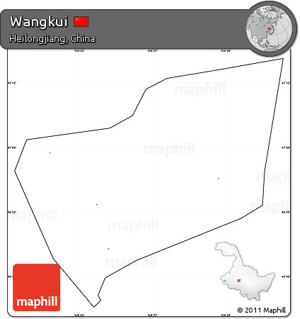 Blank Simple Map of Wangkui, cropped outside, no labels