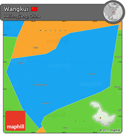 Political Simple Map of Wangkui