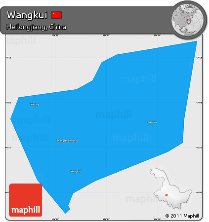 Political Simple Map of Wangkui, single color outside