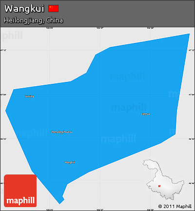 Political Simple Map of Wangkui, single color outside