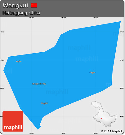 Political Simple Map of Wangkui, single color outside