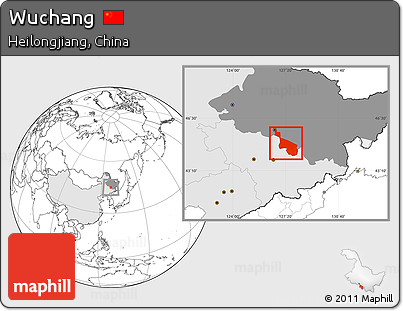Blank Location Map of Wuchang, highlighted country, highlighted parent region