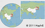 Savanna Style Location Map of Wuchang, highlighted country, highlighted parent region, within the entire country