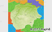 Physical 3D Map of Xunke, political outside