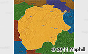 Political 3D Map of Xunke, darken