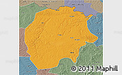 Political 3D Map of Xunke, semi-desaturated