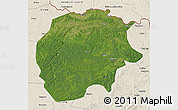 Satellite 3D Map of Xunke, shaded relief outside