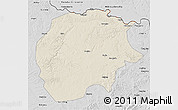 Shaded Relief 3D Map of Xunke, desaturated