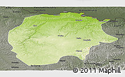 Physical Panoramic Map of Xunke, darken, semi-desaturated