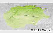 Physical Panoramic Map of Xunke, lighten, desaturated