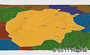Political Panoramic Map of Xunke, darken