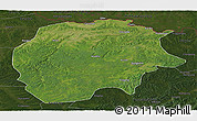 Satellite Panoramic Map of Xunke, darken