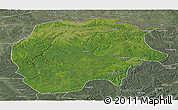 Satellite Panoramic Map of Xunke, semi-desaturated
