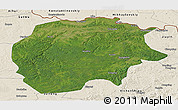 Satellite Panoramic Map of Xunke, shaded relief outside