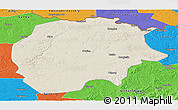 Shaded Relief Panoramic Map of Xunke, political outside