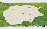 Shaded Relief Panoramic Map of Xunke, satellite outside