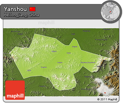 Physical 3D Map of Yanshou, darken