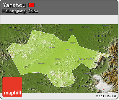 Physical 3D Map of Yanshou, darken