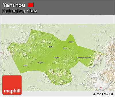 Physical 3D Map of Yanshou, lighten