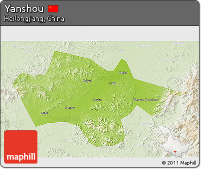 Physical 3D Map of Yanshou, lighten