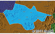 Political 3D Map of Yanshou, darken