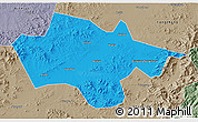 Political 3D Map of Yanshou, semi-desaturated