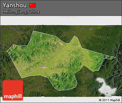 Satellite 3D Map of Yanshou, darken