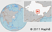 Gray Location Map of Yanshou, highlighted parent region, hill shading
