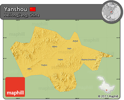 Savanna Style Map of Yanshou, single color outside