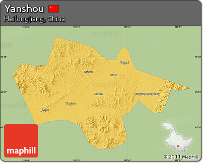 Savanna Style Map of Yanshou, single color outside