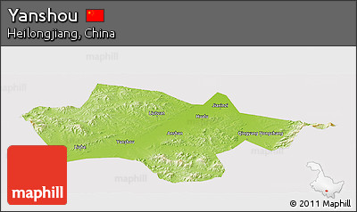 Physical Panoramic Map of Yanshou, cropped outside