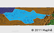 Political Panoramic Map of Yanshou, darken