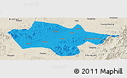 Political Panoramic Map of Yanshou, shaded relief outside