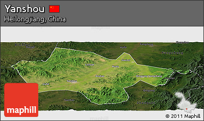 Satellite Panoramic Map of Yanshou, darken