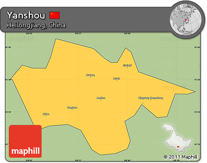 Savanna Style Simple Map of Yanshou, cropped outside