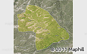 Satellite 3D Map of Zhaodong, semi-desaturated