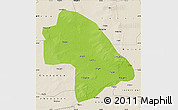 Physical Map of Zhaodong, shaded relief outside