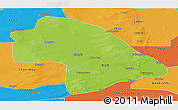 Physical Panoramic Map of Zhaodong, political outside