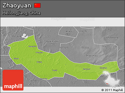 Physical 3D Map of Zhaoyuan, desaturated