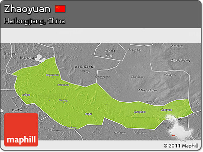 Physical 3D Map of Zhaoyuan, desaturated