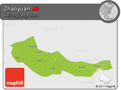 Physical 3D Map of Zhaoyuan, single color outside